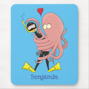 Alfombrilla De Ratón Gracioso pulpo abrazos buceo humor personalizado