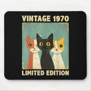 Alfombrilla De Ratón Gracioso regalo de 55 años Vintage 1970 Cat Lover 