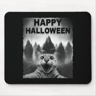 Alfombrilla De Ratón Gracioso Selfie De Gato Con Fantasmas Día De Disfr