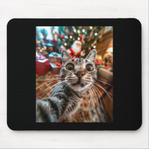 Alfombrilla De Ratón Gracioso Selfie De Gato Con Navidades De Santa 14