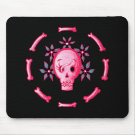 Alfombrilla De Ratón Gracioso Skull Rosa Halloween Whimsigoth