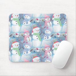 Alfombrilla De Ratón Gracioso Snowmen Christmas Tree String Light Patte