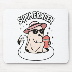 Alfombrilla De Ratón Gracioso Summerween Ghost Pink Flotando En Flaming