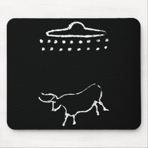Alfombrilla De Ratón Gracioso Vaca O Pintado De Cuevas Antiguas Ufo