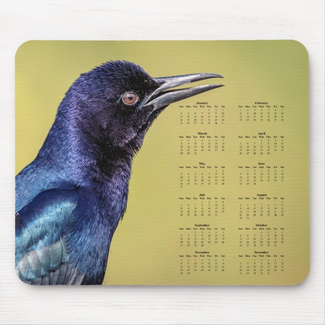 Alfombrilla De Ratón Grackle - Customizable full year 2026 calendar (Frente)