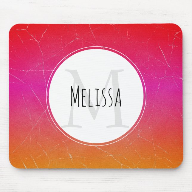 Alfombrilla De Ratón Gradiente de Naranja Vibrante Rosa Caliente Resume (Frente)