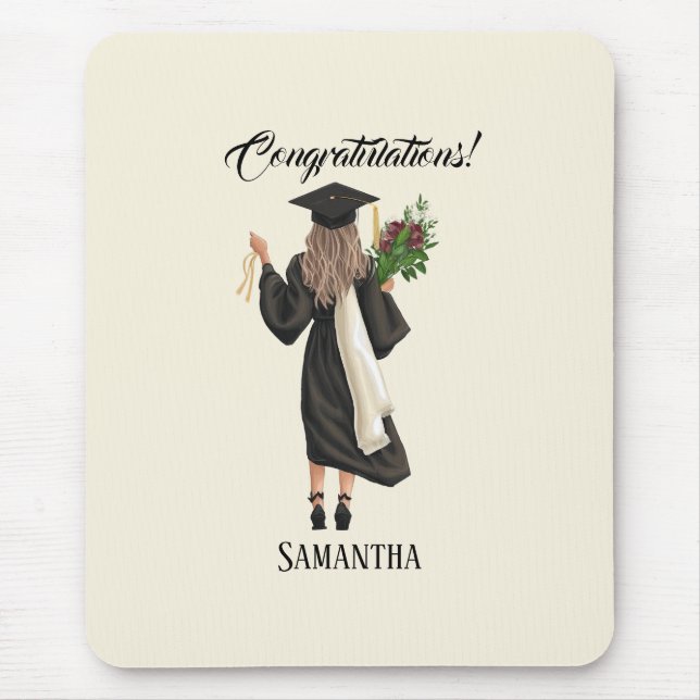 Alfombrilla De Ratón Graduación personalizada de acuarela (9) (Frente)