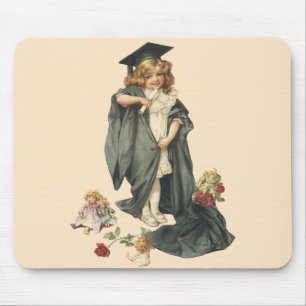 Alfombrilla De Ratón Graduación Vintage, niña con gorra y toga