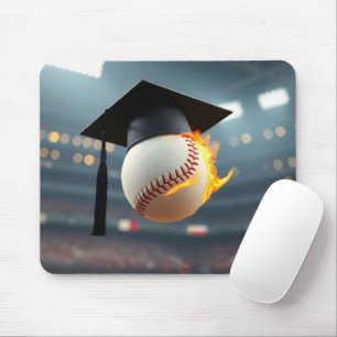 Alfombrilla De Ratón Graduado De Béisbol Con Flames