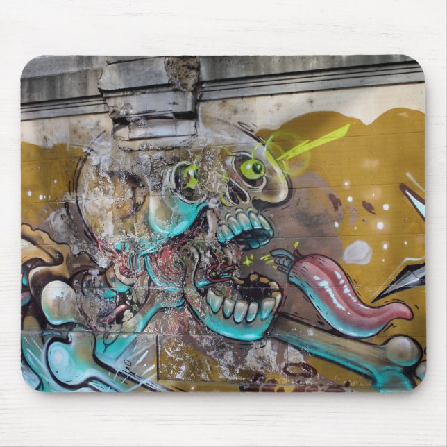 Alfombrilla De Ratón Graffiti de cráneo asustado (Frente)