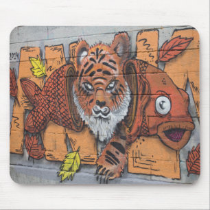 Alfombrilla De Ratón Graffiti de peces raros del Naranja Tigre