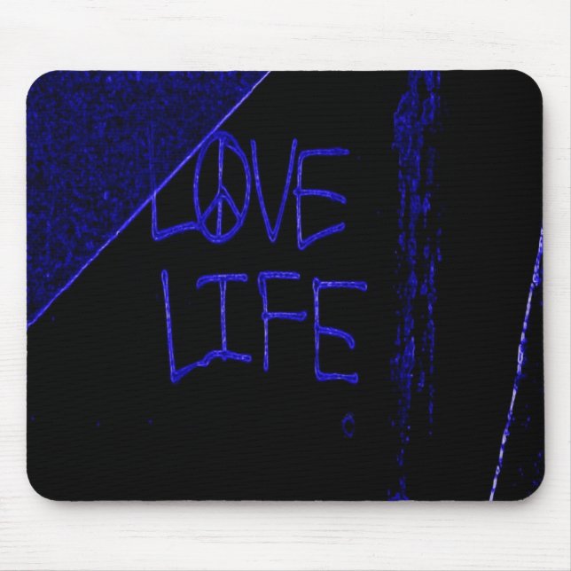 Alfombrilla De Ratón Graffiti "Love Life" Neon Blue Mouse Pad (Frente)
