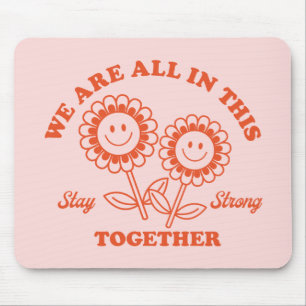 Alfombrilla De Ratón Gráfica de flor retro feliz