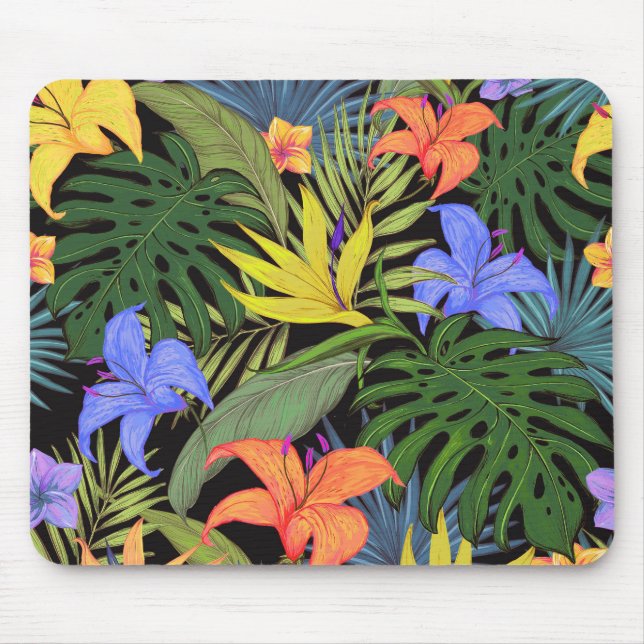 Alfombrilla De Ratón Gráfica de flor tropical Hawai Aloha (Frente)