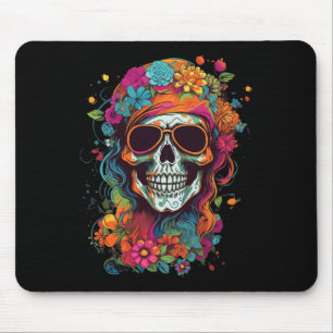 Alfombrilla De Ratón Gráfica de Hippy Skull Groovy Halloween Adolescent