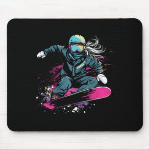 Alfombrilla De Ratón Gráfico Chica Snowboard