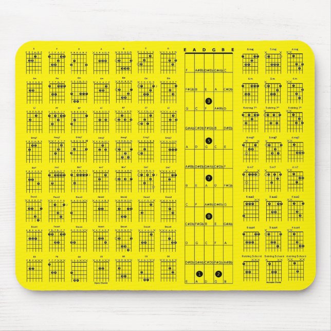 Alfombrilla De Ratón Gráfico de acordes de guitarra (Frente)
