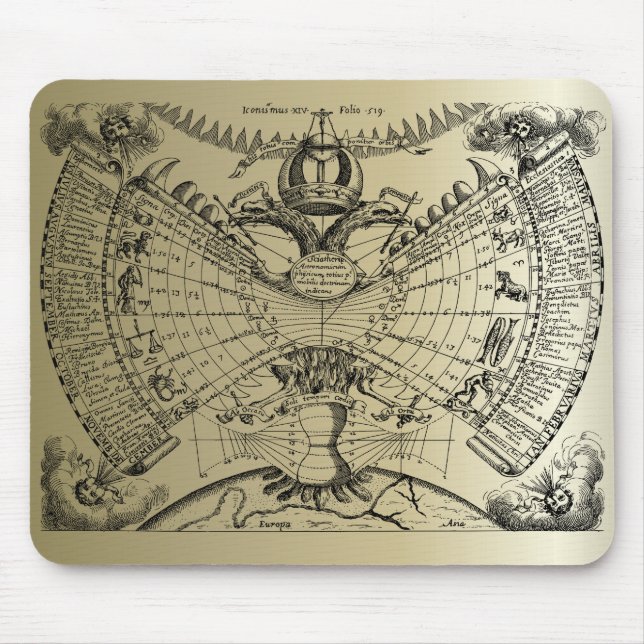 Alfombrilla De Ratón Gráfico de astrología zodiaca (Frente)