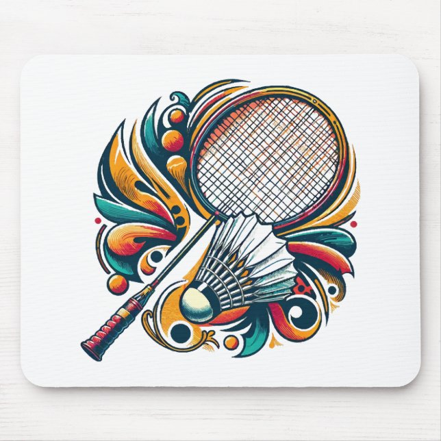 Alfombrilla De Ratón Gráfico de bádminton (Frente)