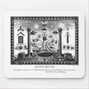 Alfombrilla De Ratón Gráfico de emblemas masónicos de 1874