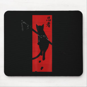 Alfombrilla De Ratón Gráfico del gato japonés samurai Ninja Kawaii Tatt