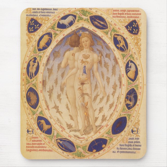Alfombrilla De Ratón Gráfico Zodiaco Celestial Antiguo, Astrología Vint (Frente)