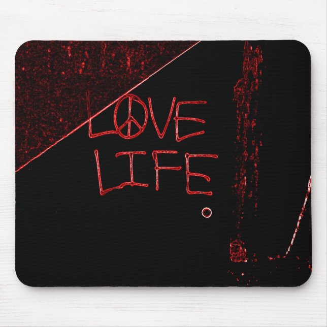 Alfombrilla De Ratón Grafiti "Love Life" Neon Red Mouse Pad (Frente)