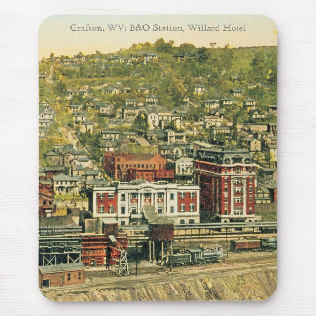 Alfombrilla De Ratón Grafton, WV: Estación de B&O, hotel de Willard (Frente)