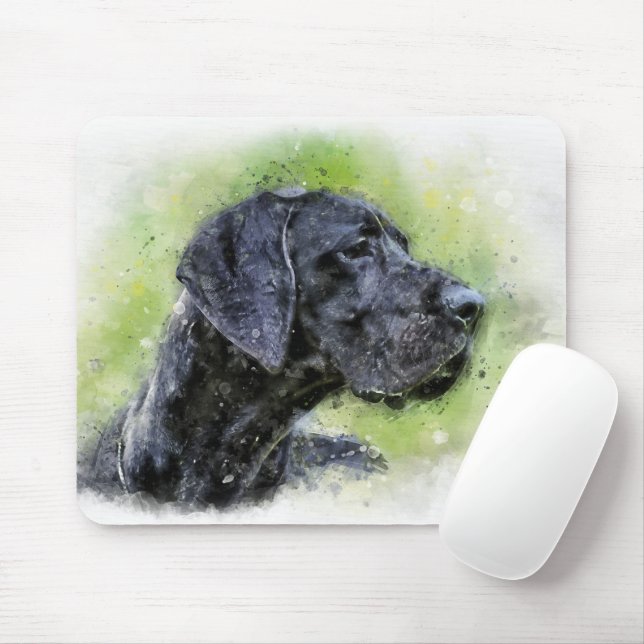 Alfombrilla De Ratón Gran acuarela de Dane (Con ratón)