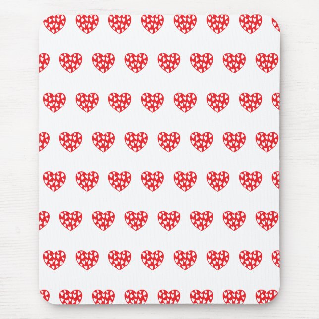 Alfombrilla De Ratón Gran corazón rojo con corazones pequeños (Frente)