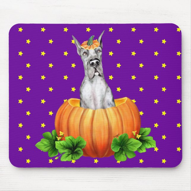 Alfombrilla De Ratón Gran Dane Halloween Merle Dane-O-Lantern (Frente)