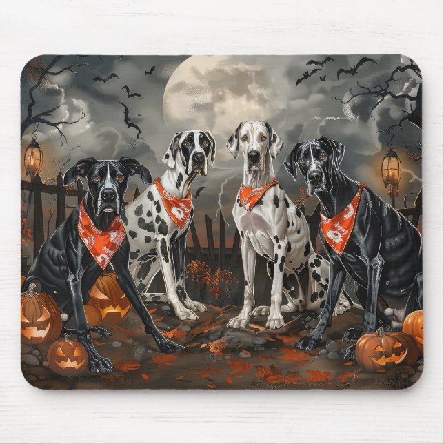 Alfombrilla De Ratón Gran Dane Halloween Spooky (Frente)