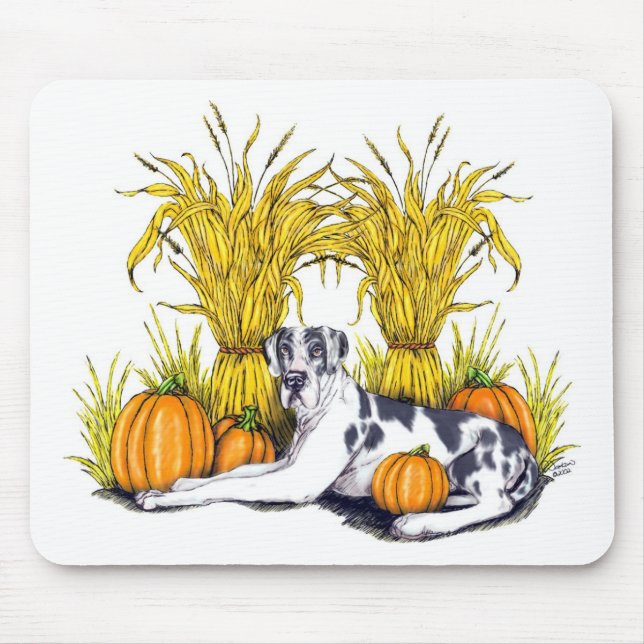 Alfombrilla De Ratón Gran Dane Harlequin Harvest UC (Frente)