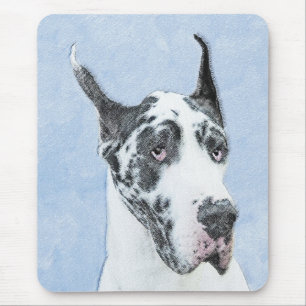 Alfombrilla De Ratón Gran Danés (Arlequín) Pintura - Arte de Perro Orig