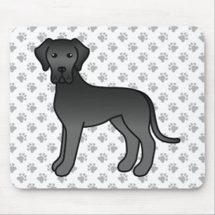 Alfombrilla De Ratón Gran Danés Negro Perro De Dibujos Animados Lindo