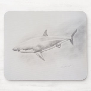 Alfombrilla De Ratón Gran dibujo de tiburón blanco