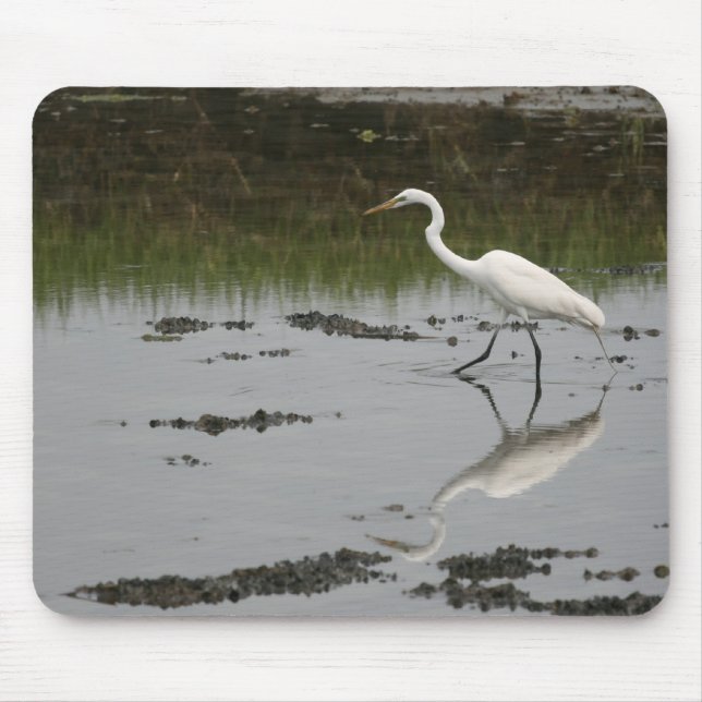 Alfombrilla De Ratón Gran Egret blanco Mousepad (Frente)