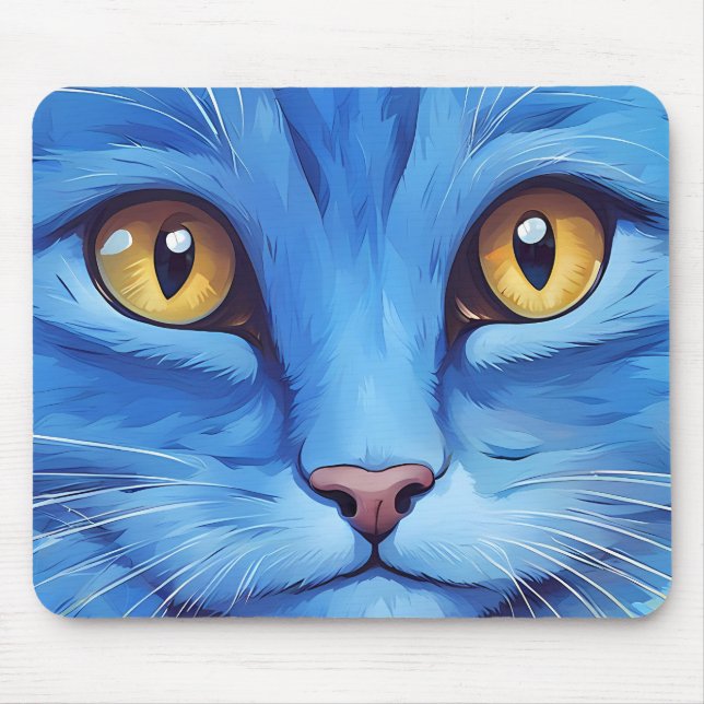 Alfombrilla De Ratón Gran gato azul (Frente)