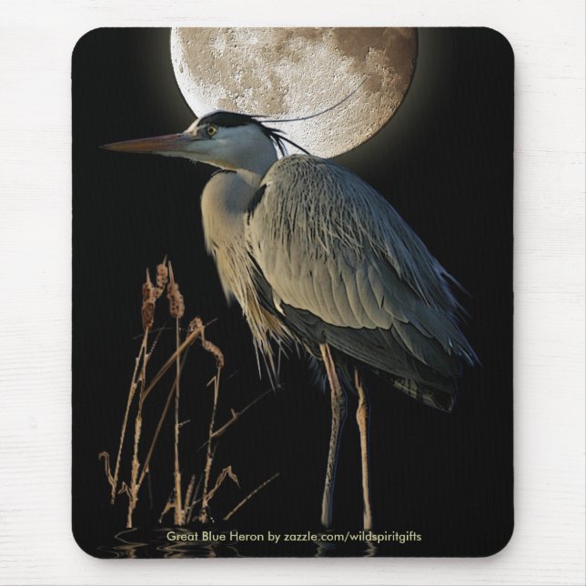 Alfombrilla De Ratón GRAN HERON AZUL Y MOON Mousepad (Frente)