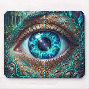 Alfombrilla De Ratón Gran Ojo Azul Eléctrico En Escena De Fantasía