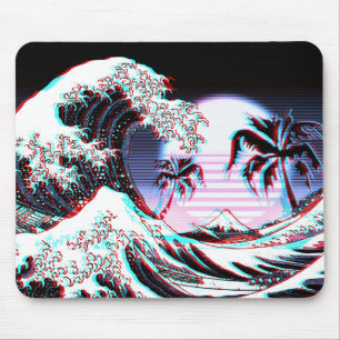 Alfombrilla De Ratón Gran ola de Kanagawa Vaporwave Vintage Retro