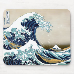 Alfombrilla De Ratón Gran ola restaurada de Kanagawa por Hokusai