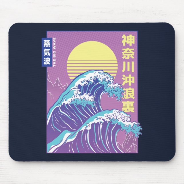 Alfombrilla De Ratón Gran ola vaporwave Kanagawa (Frente)