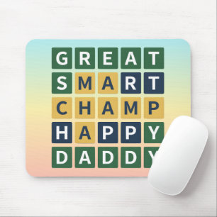 Alfombrilla De Ratón GRAN PAPÁ INTELIGENTE CAMPEÓN FELIZ Wordle Estilo 