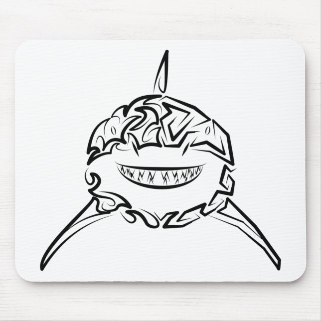 Alfombrilla De Ratón Gran tiburón blanco y negro tribal (Frente)