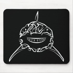 Alfombrilla De Ratón Gran tiburón blanco y negro tribal
