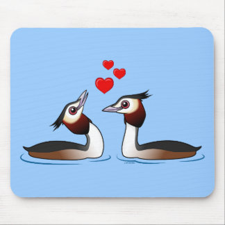 Alfombrilla De Ratón Grandes Grebes con cresta en amor
