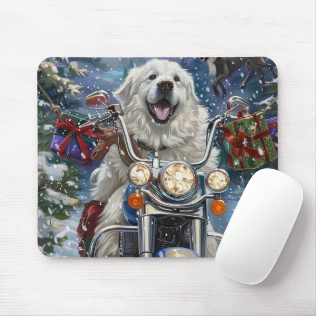 Alfombrilla De Ratón Grandes Navidades de motociclismo de perros de los (Con ratón)