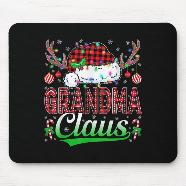 Alfombrilla De Ratón Grandma Claus Christmas Lights Matching Family Xma (Frente)