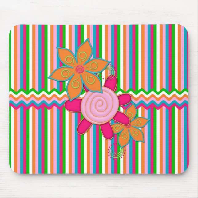 Alfombrilla De Ratón Grandmas Garden Stripes Mousepad (Frente)